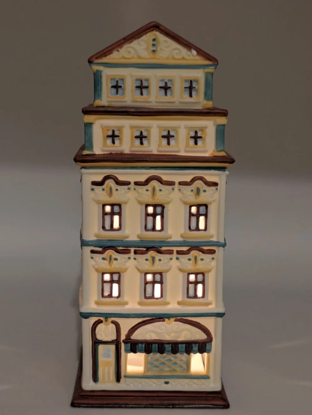 Lot Of 3 Partylite Cafe Tealight Ceramic House Candle Holder Handpainted - Picture 3 of 12